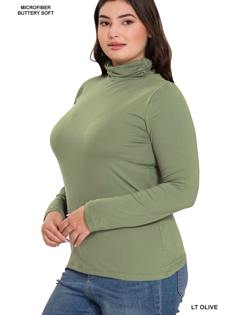 Zenana Women & Plus Microfiber Mock Turtleneck Long Sleeve