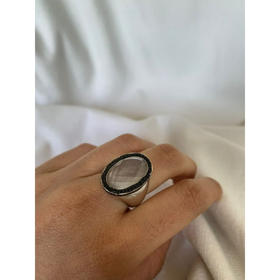 Carillon Crystal Ring, Natural Gemstone Cluster 6.5 ct 925 Sterling Silver Ring for Women, Ring Size : 4