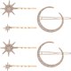 thumbnail image 1 of Paquete de 6 pinzas para el cabello con estrellas y lunas, pinzas para el cabello vintage con diamantes de imitación y estrellas, accesorios para el cabello para mujeres y niñas (dorado), 1 of 5