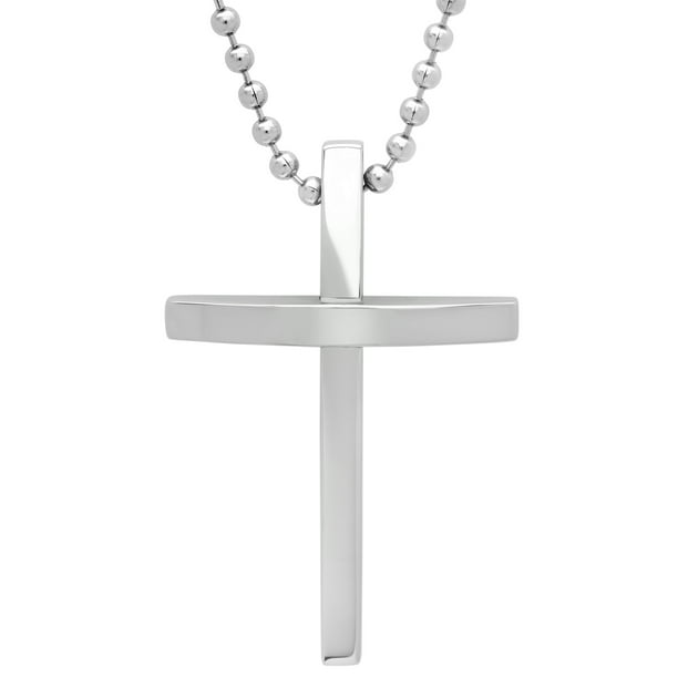 Men's Stainless Steel Cross Pendant Necklace Chain
