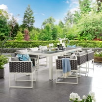 Modway Stance 9 Piece Outdoor Patio Aluminum Dining Set in White Gray