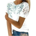 thumbnail image 2 of GaThRRgYP Spring Tops for Women 2025,Dressy Blouses for Women,Women Printing Round-Neck Lace Hollow Out Short Sleeve Pullover Slimming Blouse T-Shirt Tops, 2 of 5