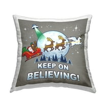 Stupell Industries Keep on Believing Holiday Decorative Printed Throw Pillow, 18 x 18