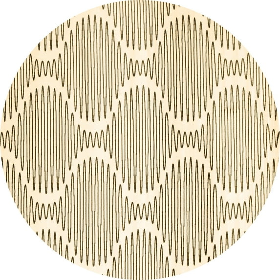 Ahgly Company Indoor Round Abstract Brown Contemporary Area Rugs, 5' Round