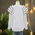 thumbnail image 6 of Yteetum Christmas Sweatshirt for Women Oversized Crewneck Pleated Ruffle Trim Drop Shoulder Pullover Hoodless Sweatshirts Womens Casual Xmas Graphic Print Round Neck Loose Lantern Sleeve Sweatshirts, 6 of 7