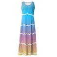 thumbnail image 4 of SXAURA Women's Casual Sleeveless Gradient Stripe Print Dress with Pockets | Chic Midi Sundress Sky Blue XL, 4 of 6