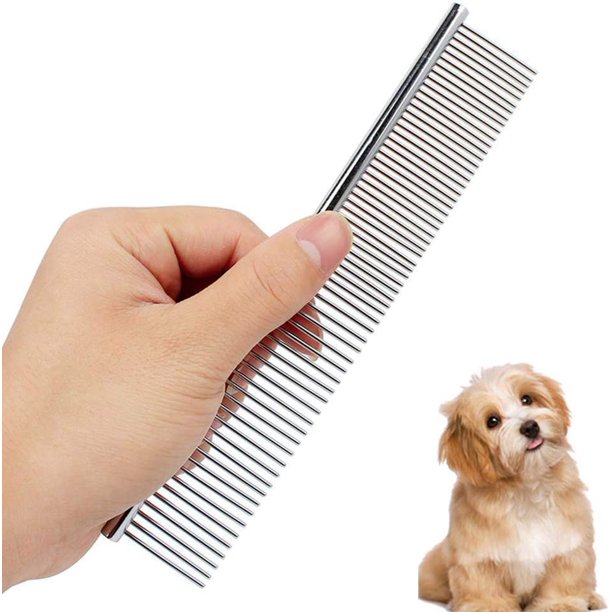 Peines de acero inoxidable para perros, peine de metal para gatos y perros, peine para el polvo, peine de acero inoxidable, cepillo para mascotas, cepillo para perros, peine de pelo, puntas finas y gr JFHHH pequeña