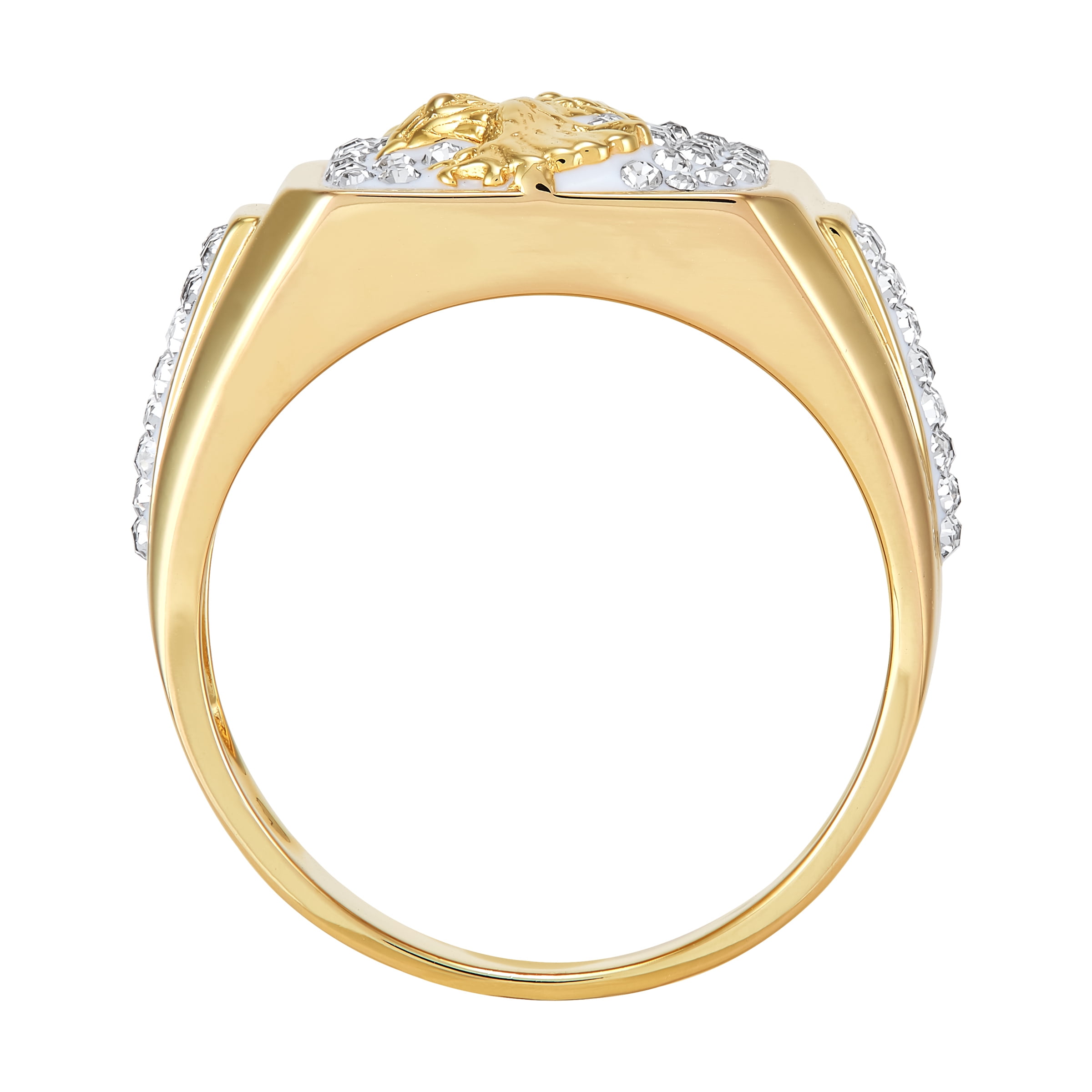 Brilliance Fine Jewelry Crystals Eagle Ring in Sterling Silver and 18K Gold Plate,Size 11