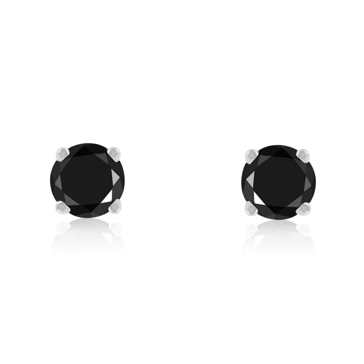SuperJeweler 1/3ct Black Diamond Stud Earrings in White Gold for Women