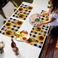 thumbnail image 7 of Summer Watercolor Sunflower Still Life Placemats Set of 4,Wipeable Washable Table Mats for Dining Tables,Black Gingham Check Place Mats for Kitchen Event Party Tabletop Decor, 7 of 7