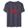 thumbnail image 5 of Diufon Hauts de la Saint-Valentin pour Femmes Décontracté Manches Courtes Col Rond Pull Chemise Imprimé Graphique Mignon Tendance, 5 of 5
