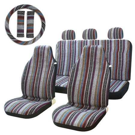 Copap Baja Blanket Seat Covers Full Set 10pc Multicolor Boho Universal for Cars