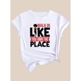 thumbnail image 3 of Women'S Afro Sexy Lady Letter Print T-Shirt, Casual Fashion Crew Neck Short Sleeve Tee, 100% Polyester Knit Fabric, Medium Stretch, Spring/Summer/Fall Top, 3 of 7