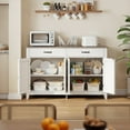 thumbnail image 2 of Coffee Bar Cabinet, Aiho 55" Farmhouse Kitchen Pantry Storage Cabinet, 2 Drawers, 4 Doors and Adjustable Shelf - White+Gray, 2 of 12