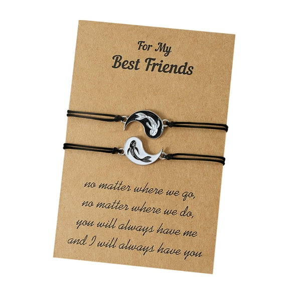 SUSHANG Yin Yang Card Bracelet Card Chi Fish Bracelet Europe Oil and Yin America Bracelet Friendship Couple Woven Dripping Gossip Bracelets