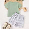 thumbnail image 5 of Boys Clothes Toddler Baby Summer Set Kids Spring Plaid Printed Short-sleeved Running Suit 12 18 24 Month 3T 4T 5T Boys' Clothing Sets T-shirt with Elastic Waist Shorts Outfit Two Pieces, 5 of 6