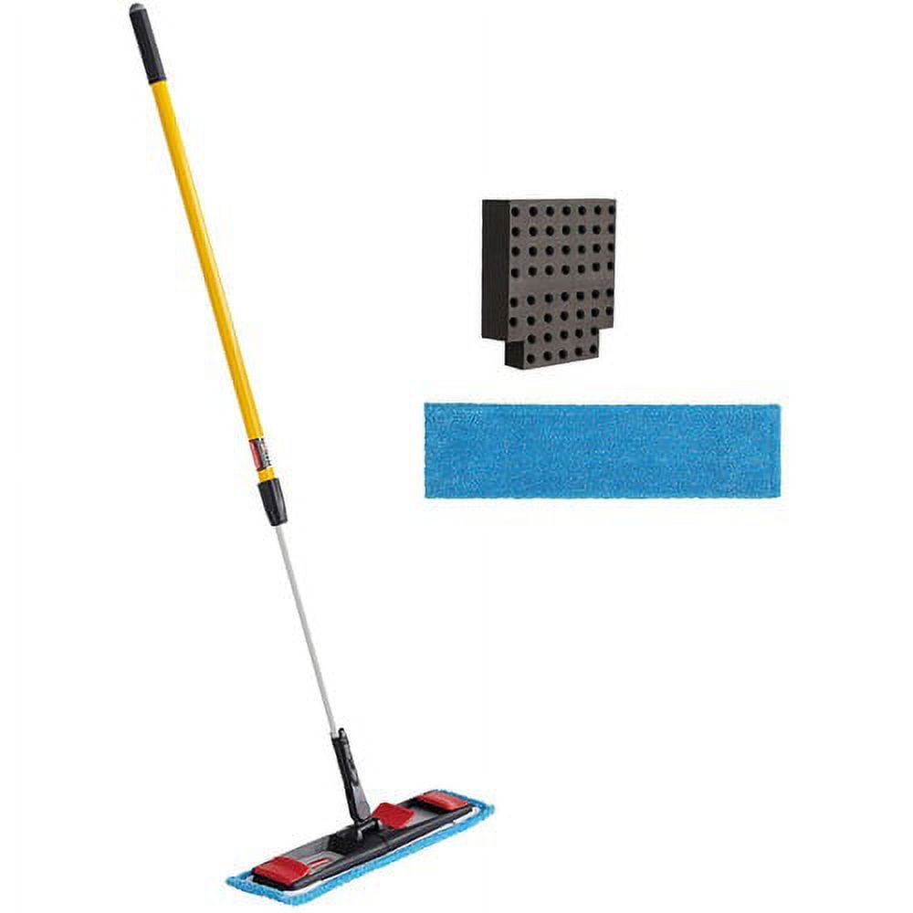 Rubbermaid® Commercial Adaptable Flat Mop Kit, 19.5 x 5.5 Blue Microfiber  Head, 48 to 72 Yellow Aluminum Handle