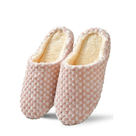

Women s Cozy House Slippers Furry Bedroom Slippers Anti-Slip Sole Women s House Soft Plush Shoes for Indoor Outdoor Use Pink Size 6-7