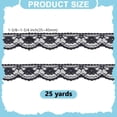 thumbnail image 2 of 25 Yards(22.86m) Lace Ribbon Lace Fabric Black Flower Laces Ribbon 35-45mm Elastic Laces Trim Vintage Trim Ribbons Nylon Vintage Crochet Trims for DIY Sewing Wedding Bridal Dress Decor Black DIY, 2 of 5
