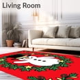 thumbnail image 2 of ODIKA 3'x5' Machine Washable Non-Slip Area Rug, Classic Holiday Snowman Scene with Evergreen and Accents High Traffic Rug with Pad, Red, 637763, 2 of 8