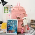 thumbnail image 6 of 5Pcs Kawaii Cute Backpacks Combo Set with Bear Pendant & Pins - Back To School Supplies Japanese Anime Student Daypack Bag Kit with Tote, 6 of 10
