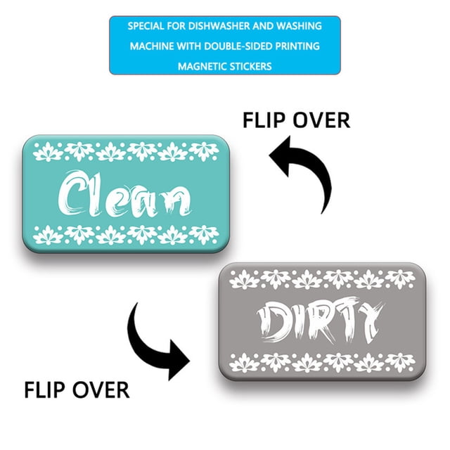 Double-Sided Dishwasher Clean Dirty Sign Magnetic Fridge Sticker for Practical Home Kitchen Organization