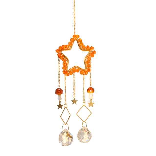 CSChome Sun Catcher Shiny Glitter Pendant with Good Refraction Effect Sparkling Light Wrapped Pentagram Faux Crystal Design Balcony Decoration