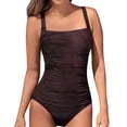 thumbnail image 2 of Traje de baño de una pieza para mujer Trajes de baño conservadores de moda con correas para los hombros para nadar en la playa Marrón XXL, 2 of 6