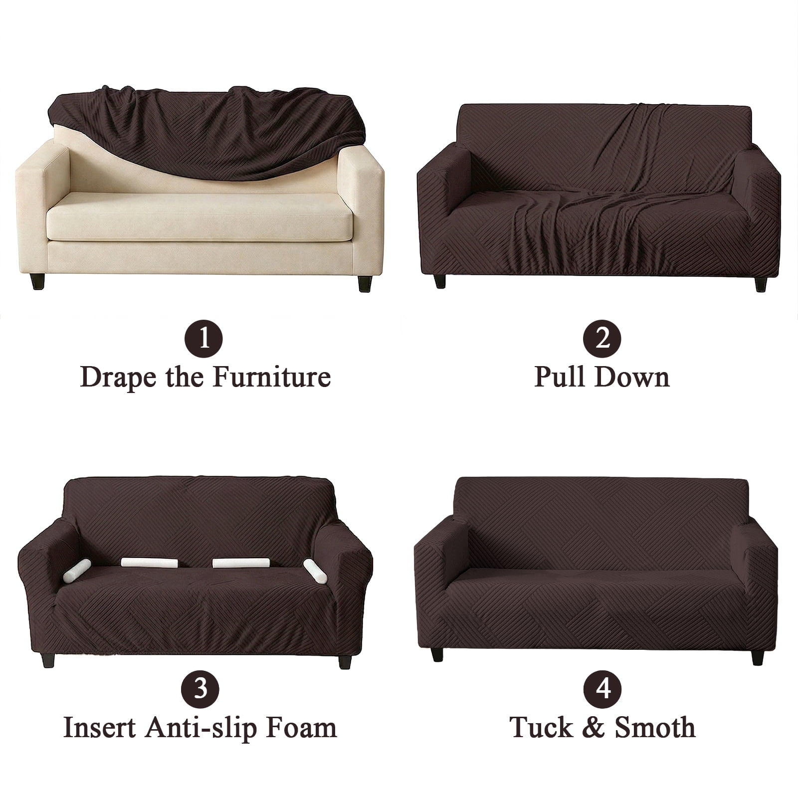 MeyJey Waterproof Sofa Cover, Slipcover for Loveseat Sofa, Stretch Furniture Protector for Kids Dogs Cats Pets, Brown
