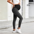 thumbnail image 4 of BRGZLK Maternity Jeans Pants Summer Trendy High Waist Belly Support Slim Stretch Pregnancy Casual Fitted Slimming Distressed Denim Pants Black M, 4 of 7