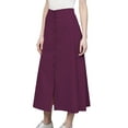thumbnail image 1 of Women's Cotton A-line Button Front High Waist Front Slit Knee Length Skirt, Color : Magenta, Size: XXL, 1 of 5