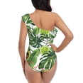 thumbnail image 5 of Gaeub Watercolor Green Tropical Women's One Shoulder Ruffle Tummy Control Swimwear for Swimming Surfing Beach Party - X-Large, 5 of 8