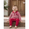 thumbnail image 5 of Loicainy Toddler Baby Boy Valentines Outfit 3 6 12 18 24 Months 2T 3T Striped Love Heart Embroidered Half Button Up Long Sleeve Tops and Pants 2 Pcs Clothes Set, 5 of 9