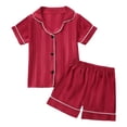 thumbnail image 3 of Xudanell Baby Girls Toddlers Baby Girls' 2-Piece Coat Style Pajama Short Set (5-6 Years,Red), 3 of 4