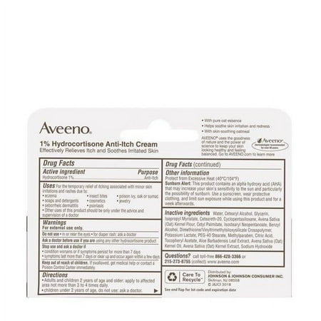 Aveeno Active Naturals Anti-Itch Cream, 1 oz (3 Pack) (Bundle)