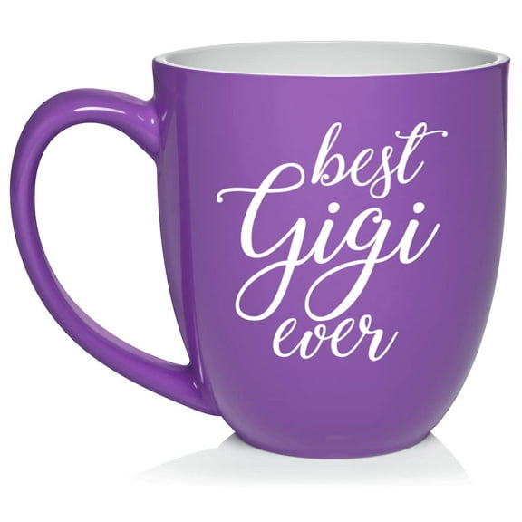 Best Gigi Ever Grandma Grandmother Ceramic Coffee Mug Tea Cup Gift for Her, Sister, Women, Grandparents’ Day, Wife, Pregnancy Announcement, Mom, Mother’s Day, Cute, Birthday, Mother (16oz Purple)