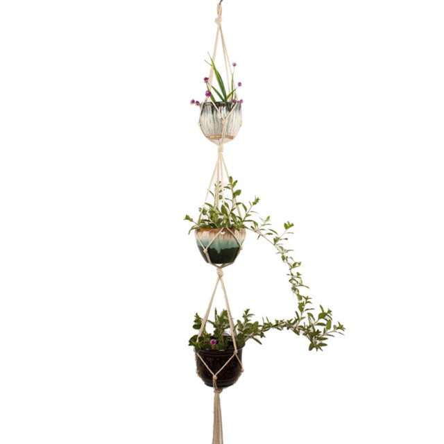 pitrice Flower Pot Holder Hanging Rope Hand-Weaved Plants Hanging Basket Net Bag Bohe Garden Supply Plants Hanger