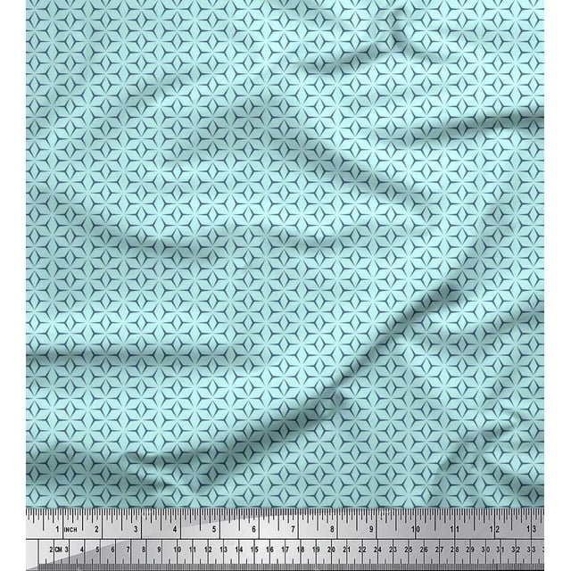 Soimoi Cotton Voile Fabric Geometric Small Printed Craft Fabric by The Yard 42 Inch Wide