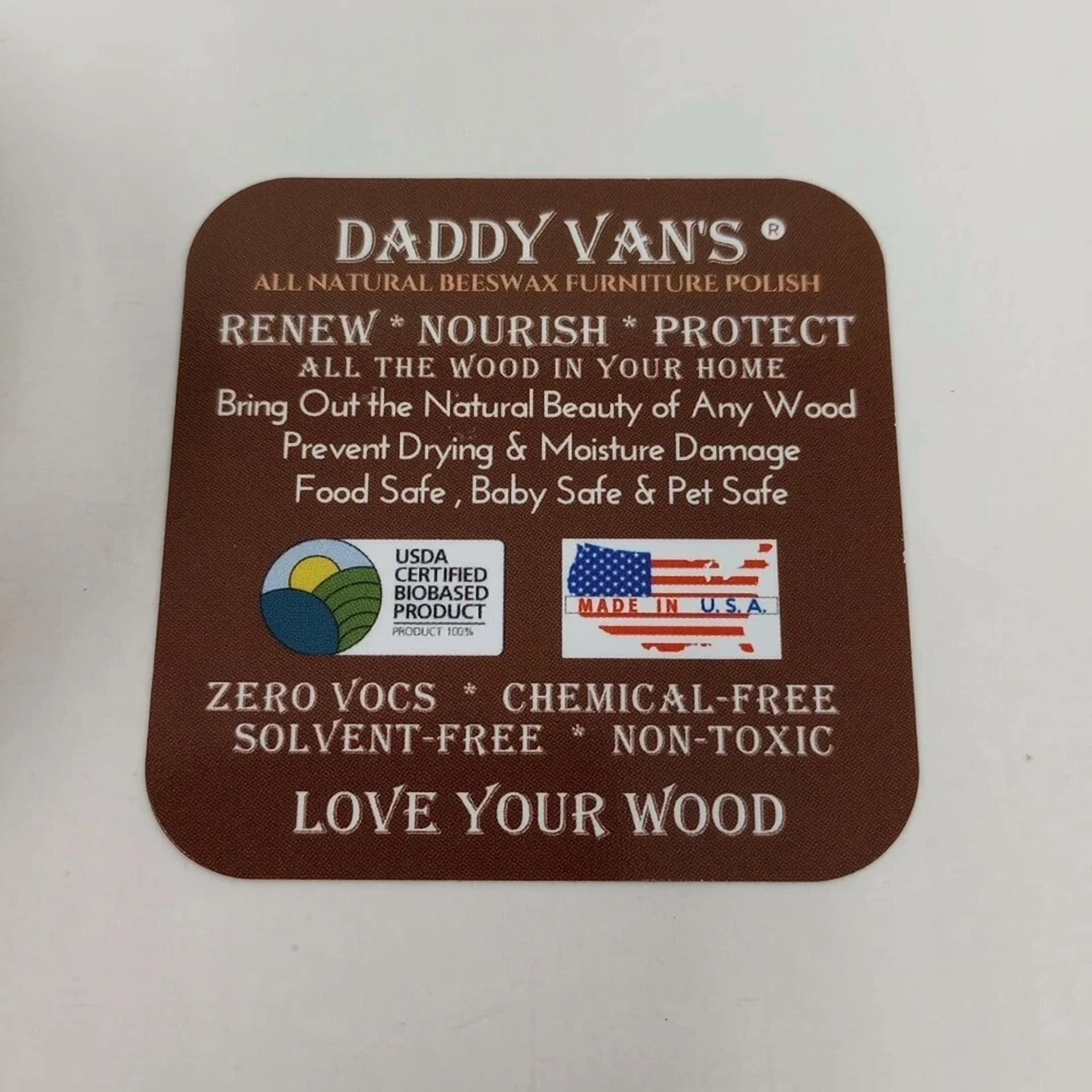 CIRCLE- Daddy Van'S All Natural Unscented Beeswax Furniture Polish 6Oz Chemical Free!