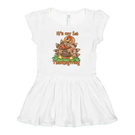

Inktastic It s My 1st Thanksgiving Cute Football Turkey Girls Baby Dress