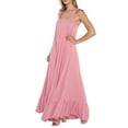 thumbnail image 3 of Doublju Women's Scoop Neck Ruffle Trim Maxi Long Dress (Plus Size Available), 3 of 4