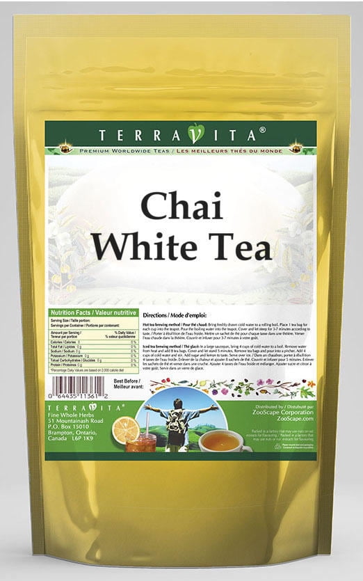TerraVita Chai White Tea, (Chai, White Tea Bags, 25 Tea Bags, 1Pack