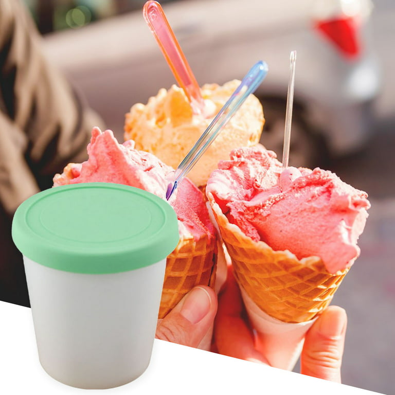Deyuer Reusable Round Ice Cream Cup with Large Silicone Lid
