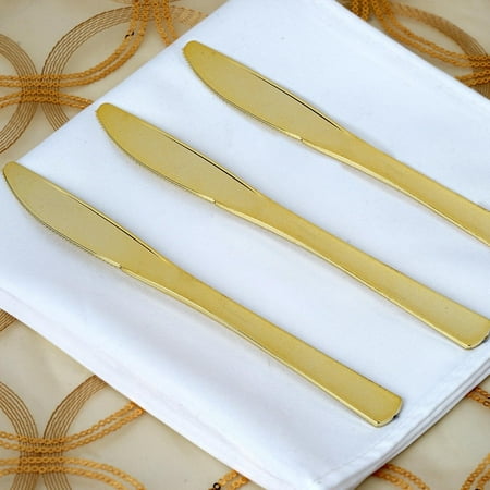 BalsaCircle 25 pcs Gold Plastic Knives - Wedding Reception Party Buffet Catering Tableware Food