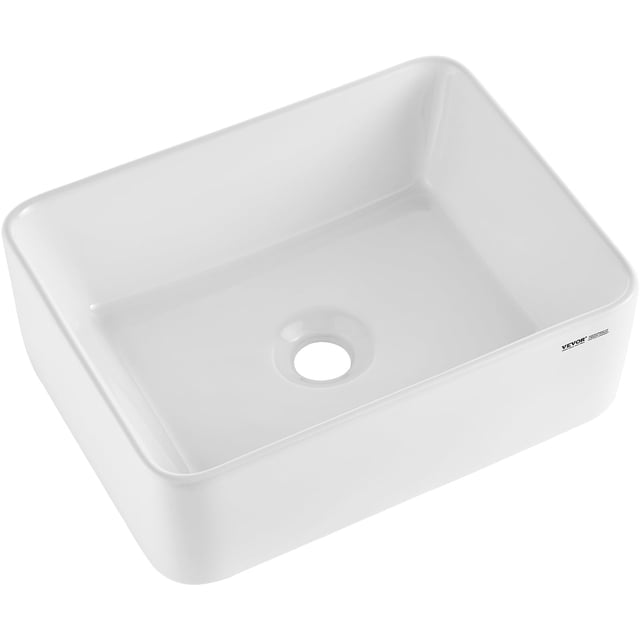 Fregadero rectangular VEVOR de 40,64 cm x 30,48 cm, cerámica blanca
