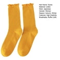 thumbnail image 3 of enjoywould 1 Pair Japanese Style Ribbed Thermal Socks Spring Autumn Women Ruffle Cuffs Mid-Tube Socks, 3 of 6