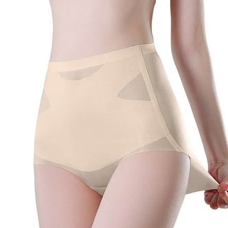 Beige XX-Large Women s Comfortable High Waist Size 9 Womens Underwear Abdominal Contraction Strong Shaping Bikini Small Underwear Postpartum Traceless Ice Silk Shaping an