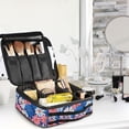 thumbnail image 5 of FORMRS Travel Makeup Bag Large Capacity Train Case Cosmetic Organizer with Adjustable Dividers, Pink Flowers Pattern, 5 of 8