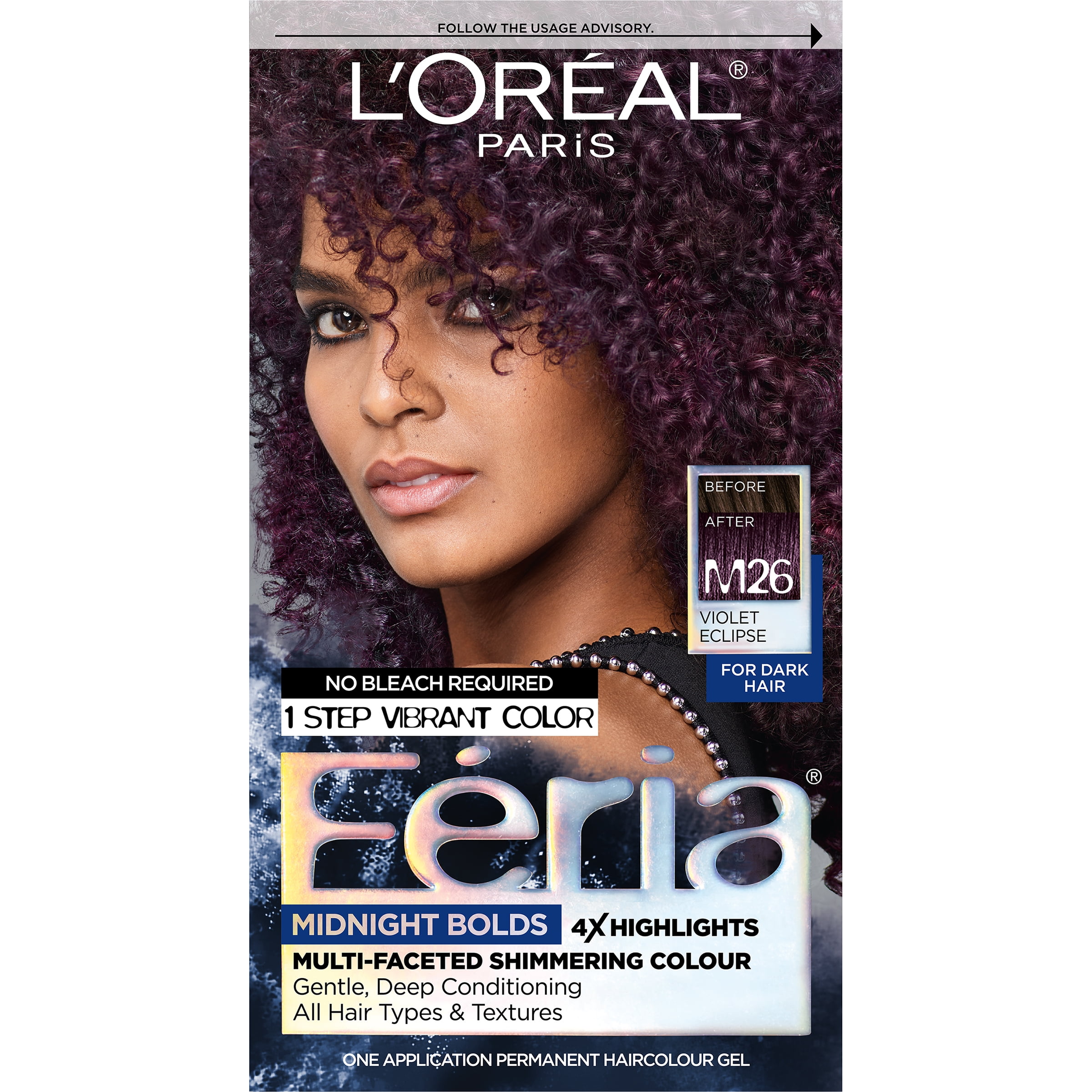 L'Oreal Paris Feria Midnight Bold Hair Color, M20 Orchid Glow 