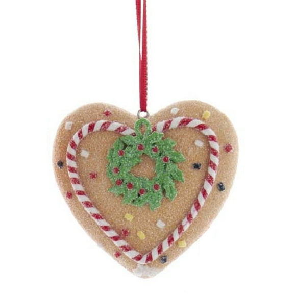 Gingerbread Cookie Heart with Holly Christmas Tree Ornament